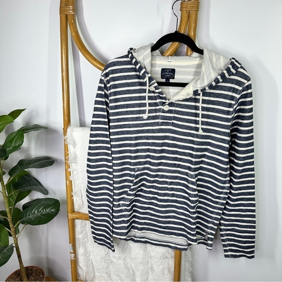 Mens J.Crew Blue and White Striped Pullover sz S